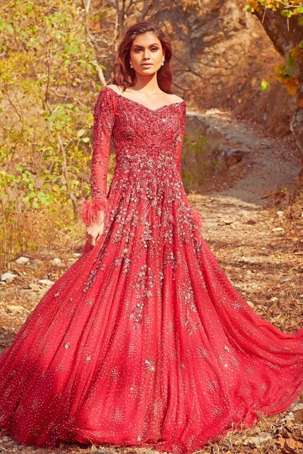 Burgundy Tulle Gown
