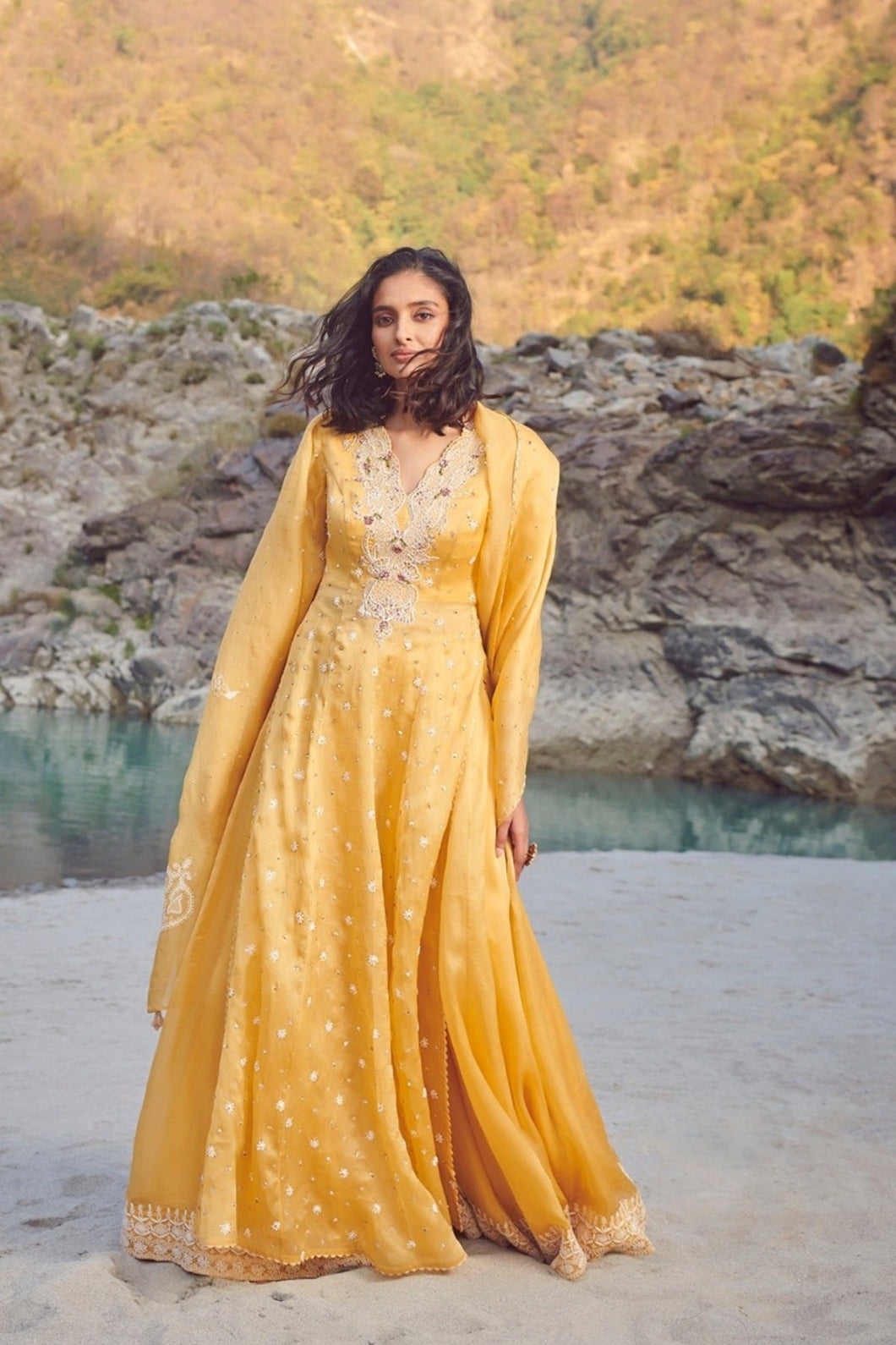 Yellow Organza Kurta-Sharara Set