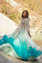 Load image into Gallery viewer, Turquoise Organza Lehenga Set
