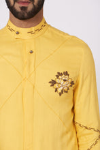 Load image into Gallery viewer, Yellow front open Kurta set
