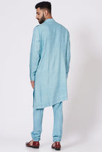 Load image into Gallery viewer, Pool Blue Shoulder buttoned Kurta set
