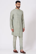 Load image into Gallery viewer, Sage Green Shoulder buttoned Kurta set
