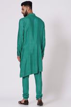 Load image into Gallery viewer, Jade Green Shoulder buttoned Kurta set
