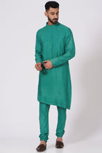 Load image into Gallery viewer, Jade Green Shoulder buttoned Kurta set
