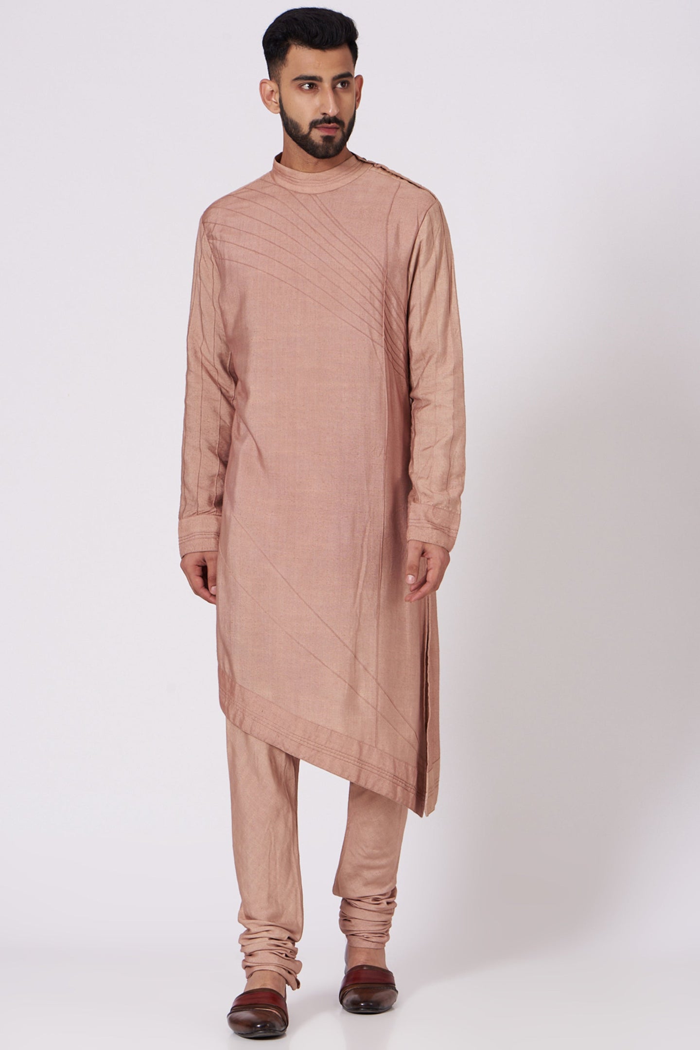 Champagne Shoulder buttoned Kurta set