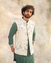 Load image into Gallery viewer, Handpaint Ivory nehru jacket
