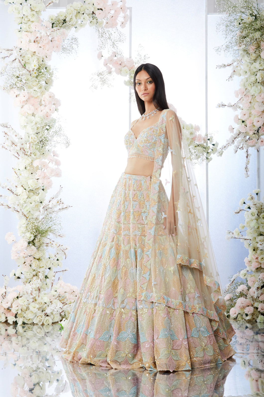 Multi-coloured Sequin Lehenga Set