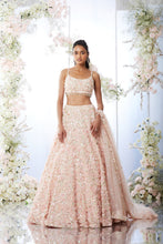 Load image into Gallery viewer, Rose Pink Three-Dimensional Floral Lehenga Set
