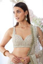 Load image into Gallery viewer, Dusty Lavender Square Jaal Lehenga Set
