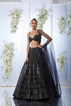 Load image into Gallery viewer, Black Brick Crystal Lehenga Set
