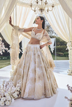 Load image into Gallery viewer, White Gold Floral Lehenga Set
