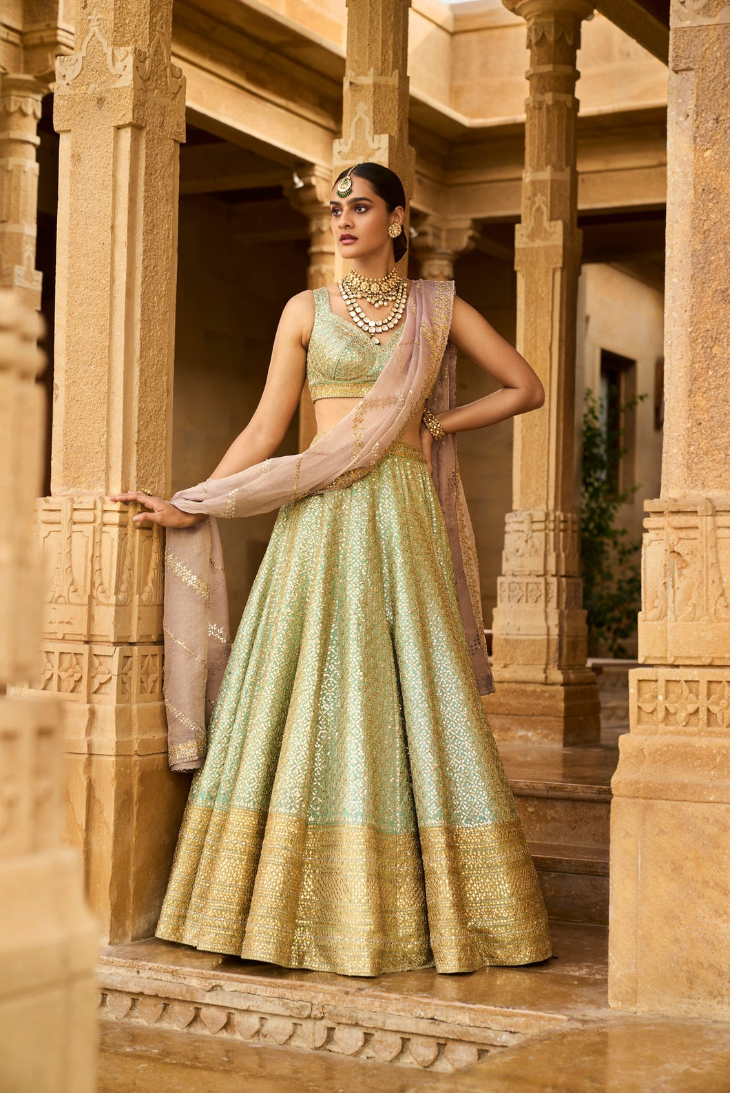 Sea Green Gota Patti Lehenga Set