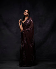Load image into Gallery viewer, Wine Sequin Saree
