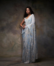 Load image into Gallery viewer, Powder Blue Ivory Saree
