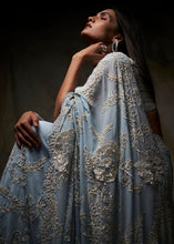 Load image into Gallery viewer, Powder Blue Ivory Saree
