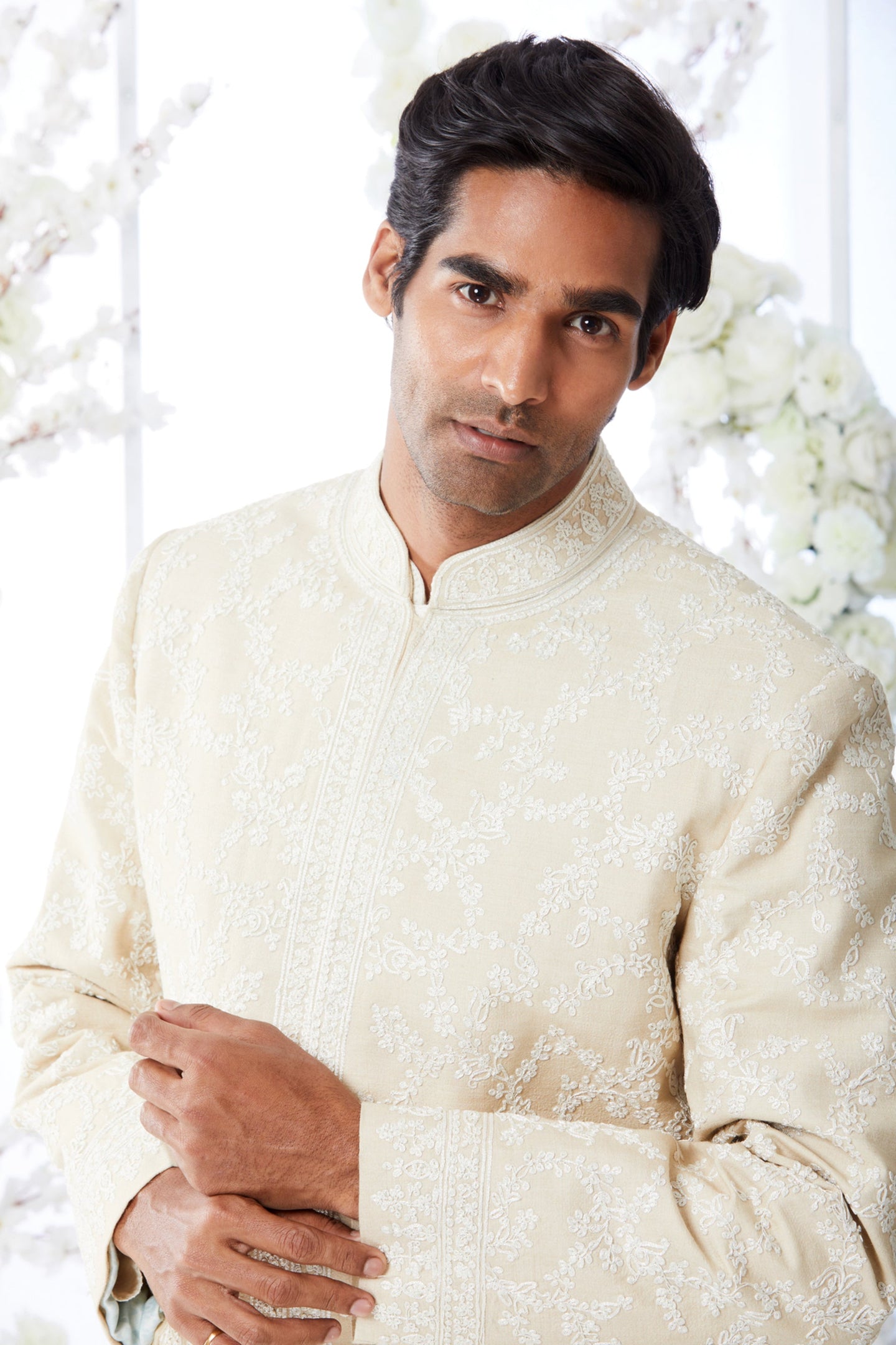 Powder Beige Sherwani Set