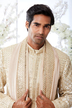 Load image into Gallery viewer, Two-Tone Beige Gota Patti Sherwani Set
