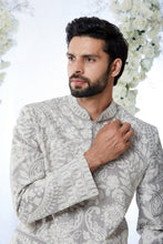 Load image into Gallery viewer, Grey Sequin Bandhgala Set
