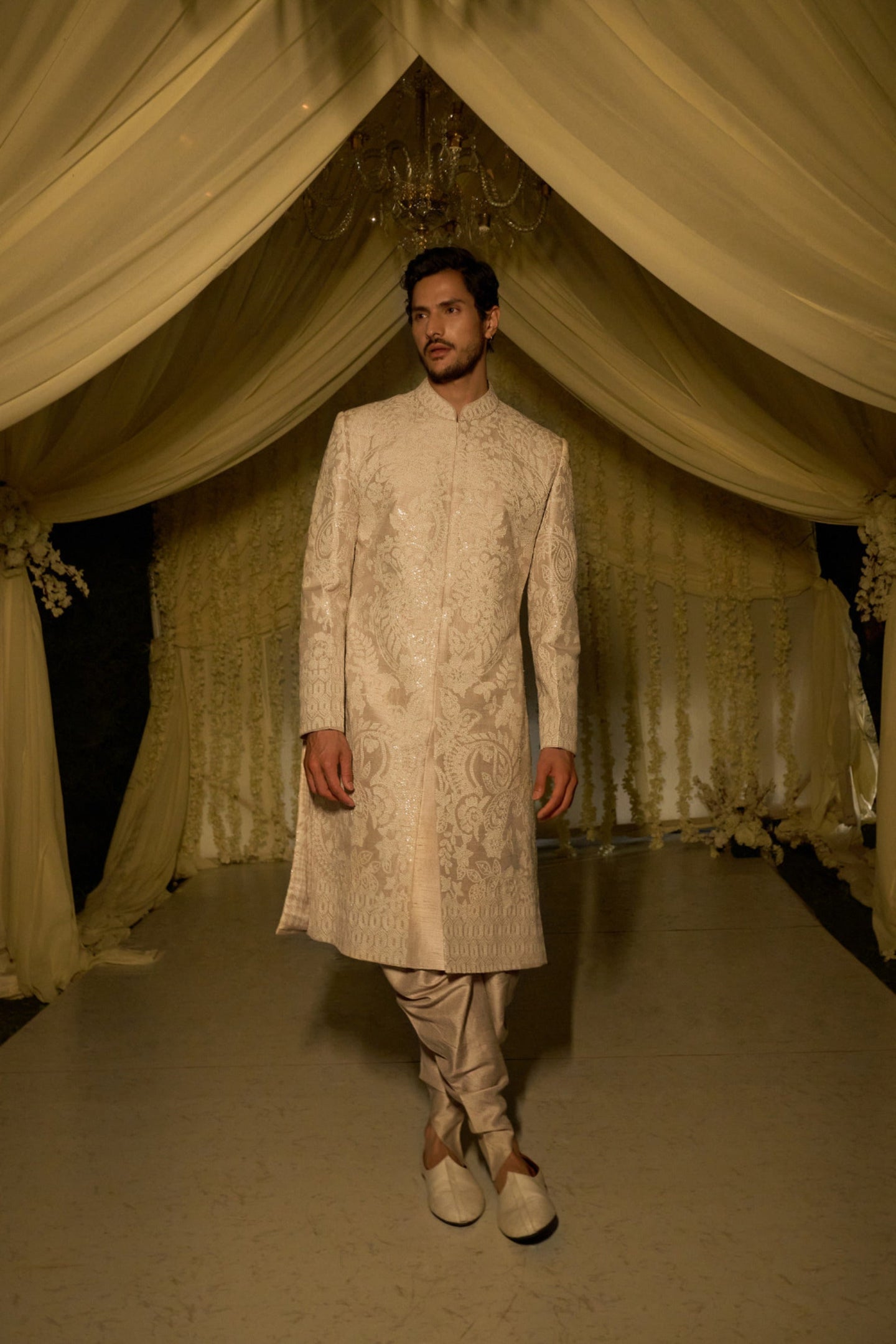 Ivory Sequin Sherwani Set