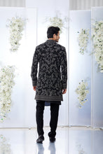 Load image into Gallery viewer, Black Zardosi Short Sherwani Set
