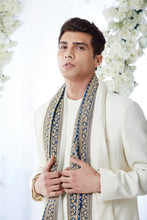 Load image into Gallery viewer, Ivory Blue Meena Button Sherwani Set
