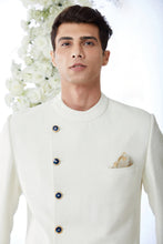 Load image into Gallery viewer, Ivory Blue Meena Button Sherwani Set

