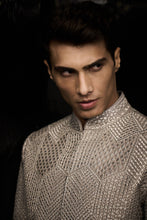 Load image into Gallery viewer, Grey Geomteric Zari Short Sherwani Set
