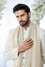 Load image into Gallery viewer, Ivory Sea Green Meena Button Sherwani Set
