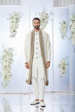 Load image into Gallery viewer, Ivory Deep Maroon Meena Button Sherwani Set
