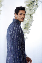 Load image into Gallery viewer, Midnight Mirror Work Sherwani Set
