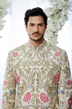 Load image into Gallery viewer, Cream Gold Multi-Coloured Sherwani Set
