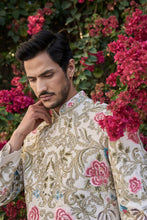 Load image into Gallery viewer, Cream Gold Multi-Coloured Sherwani Set
