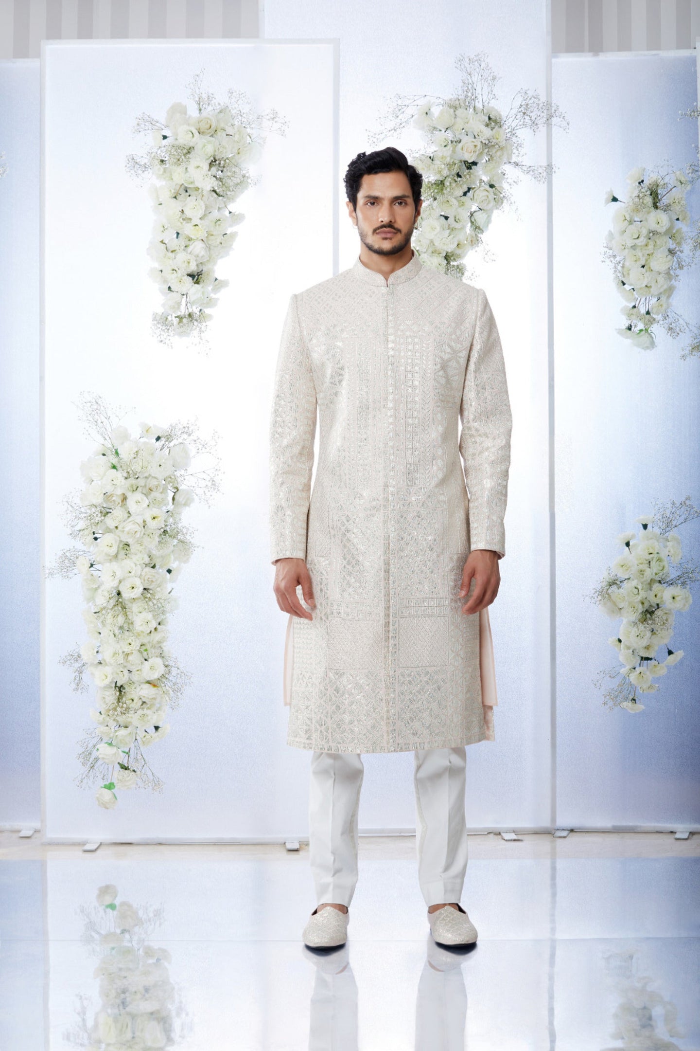 Powder Peach Sherwani Set