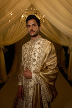 Load image into Gallery viewer, Ivory &amp; Gold Zaridosi Sherwani Set
