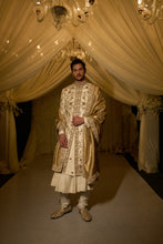 Load image into Gallery viewer, Ivory &amp; Gold Zaridosi Sherwani Set
