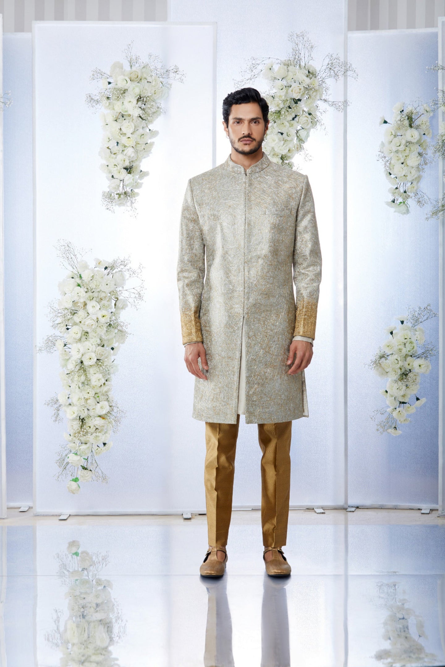 Gold & Silver Zari Sherwani Set