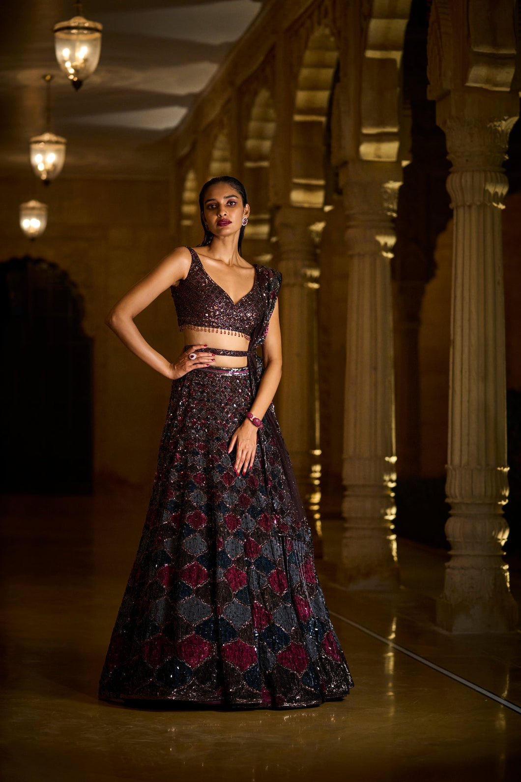 Burnette Sequin Lehenga Set