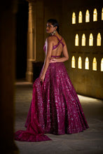 Load image into Gallery viewer, Burgundy Mirror Work Lehenga Set
