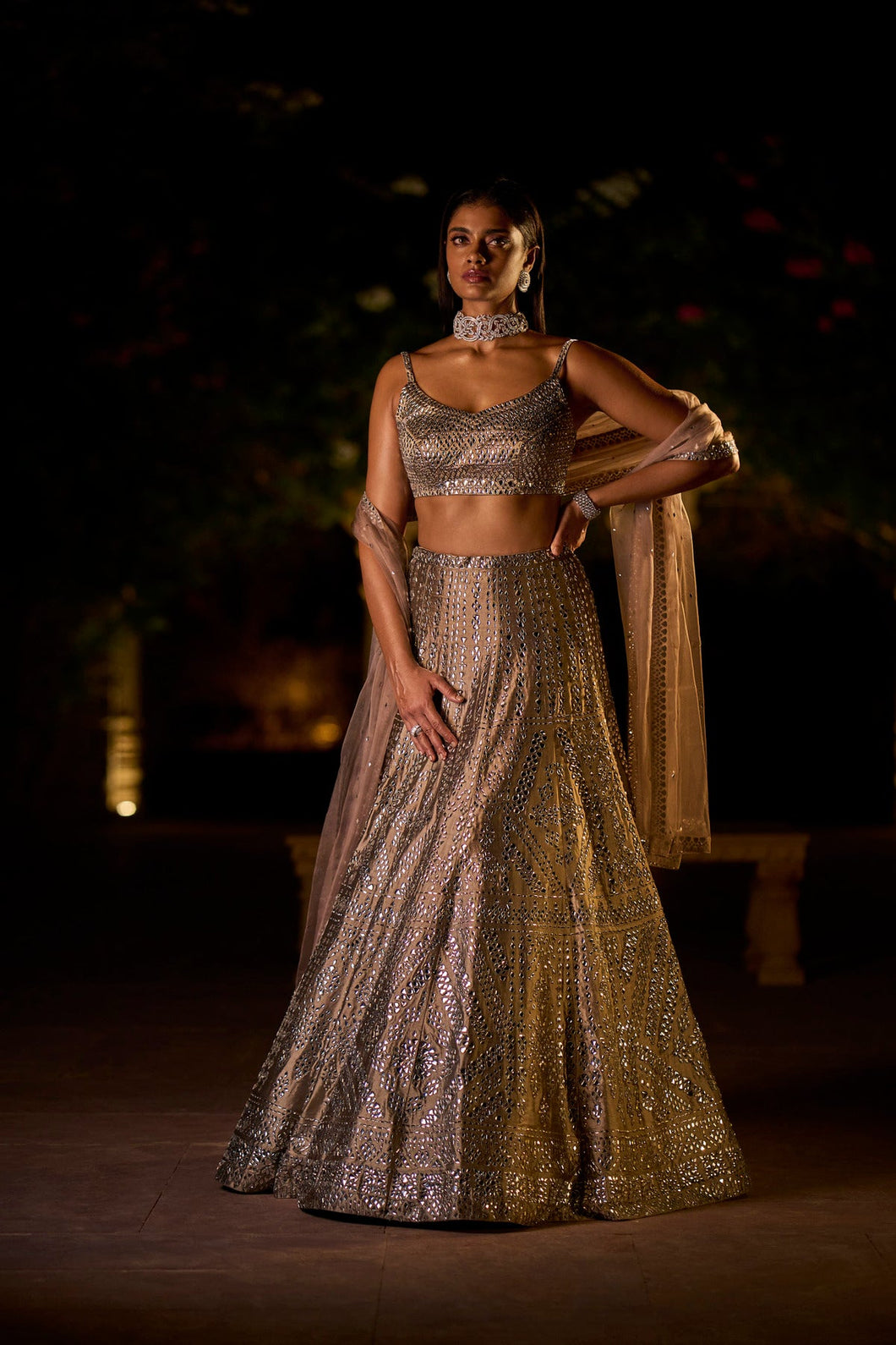 Slate Swarovski Lehenga Set