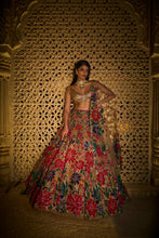 Load image into Gallery viewer, Gold Multi-Coloured Floral Lehenga Set
