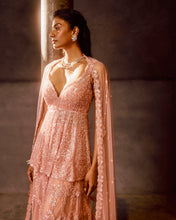 Load image into Gallery viewer, Rose Pink Sequin Sharara Set
