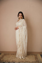 Load image into Gallery viewer, WHITE NET THREADWORK SAREE SET
