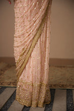 Load image into Gallery viewer, PINK JAAL WORK SAREE SET
