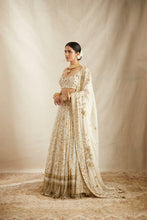 Load image into Gallery viewer, WHITE WITH GOLD JAAL WORK LEHENGA SET
