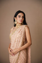 Load image into Gallery viewer, PINK JAAL WORK SAREE SET
