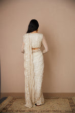 Load image into Gallery viewer, WHITE NET THREADWORK SAREE SET
