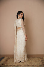 Load image into Gallery viewer, WHITE NET THREADWORK SAREE SET
