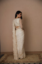 Load image into Gallery viewer, WHITE NET THREADWORK SAREE SET
