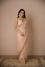 Load image into Gallery viewer, PINK JAAL WORK SAREE SET
