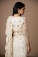 Load image into Gallery viewer, WHITE NET THREADWORK SAREE SET
